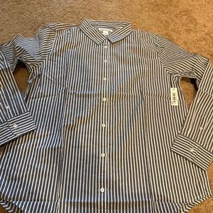 Amazon womens poplin Long sleeve Dress shirt Sz L button down